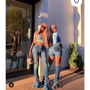 Distressed Blue Women Jeans